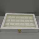 Oirlv Premium White Leather Stackable Jewelry Tray 24 Grid Jewelry Drawer Organizer Trays Rings Earrings Storage