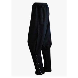 Mens Medieval Ankle Pants Viking Pirate Renaissance Costume Lace Up Tapered Banded Navigator Casual Trousers S