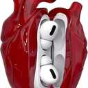 Heart-Shaped Liquid Silicone Protective Case for AirPods Pro 2/1  Drop-Proof Cover with Metal Hook, Compatible with AirPods Pro Charging Case (Red)