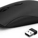 Wireless Mouse for Chromebook, Laptop, PC, MacBook, Slim Portable Optical Computer Mouse with USB Mini Receiver, Quiet Click, 2400 DPI, 2.4GHz Cordless Silent Travel Mobile mice - Black
