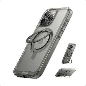 Anker Ultra Magnetic for iPhone Case with Sturdy 360 Ring Stand, Anti-Yellowing and Drop-Proof Crystal-Clear Protective Cover, Compatible with MagSafe (for iPhone 16 Pro, Clear Titanium)