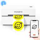 MUNBYN Bluetooth Thermal Label Printer, 130B Wireless 4x6 Shipping Label Printer for Shipping Packages Small Business Office or Home, Compatible with iPhone Android iPad Windows macOS Chrome Etsy eBay (White)