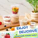 Jingmore 50 Pack 9.5oz Clear Plastic Yogurt Parfait Cups Disposable Overnight Oats Containers with Lids and Spoons Cake Fruit Jars for Food Storage Salad Ice Creams Pudding Snacks (Round Style)