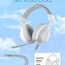 WIRWTRU S30 Gaming Headset with Microphone,198g Lightweight Design, Wired Gaming Headphones for Xbox, Xbox Series X|S, PS5, PS4, Switch, PC, Noise Cancelling Mic, Soft Earmuffs (White&Grey)