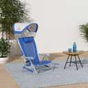 GCI Outdoor Sunshade Backpack Beach Chair | Reclining Folding Canopy Chair with Durable Armrests, Drink Holder & Carry Straps, Perfect for Beach Trips & Picnics — Saybrook Blue