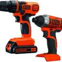 BLACK+DECKER 20V MAX Cordless Drill and Impact Driver, Power Tool Combo Kit with Battery and Charger (BD2KITCDDI)