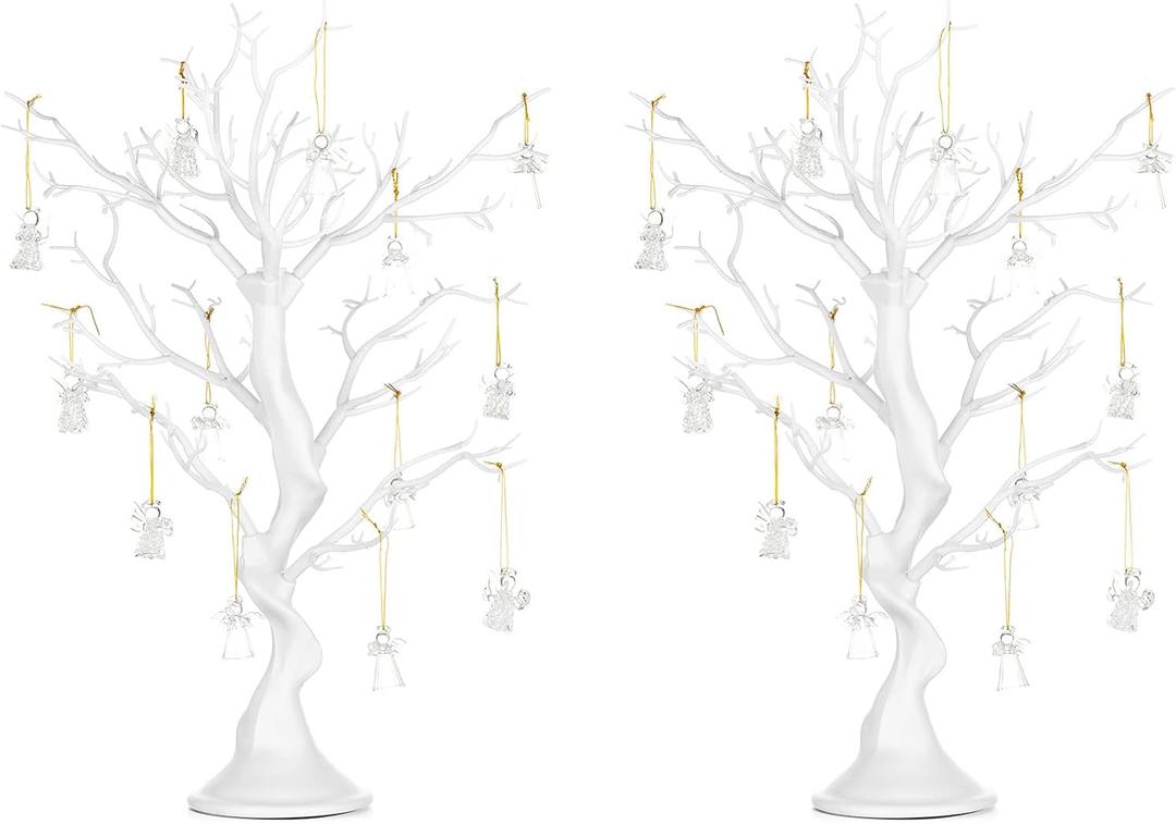 Nuptio Artificial Trees Decorative Branch: 2 Pcs White Ornament Display 22.8in Tall Halloween Decorations Wedding Centerpiece for Table Fake Easter Tree for Christmas Thanksgiving Birthday Party Decor
