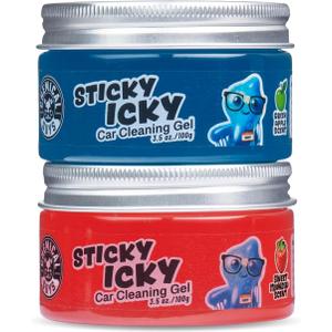 Chemical Guys Sticky Icky Car Cleaning Gel, Green Apple & Sweet Strawberry Scent - Detailing Kit, Car Dust Crevice Cleaner, Slime Auto Air Vent, Cleaning Putty For Keyboard Cleaner (2 Pack) - CJK1002 (3.5 Ounce (Pack of 2))
