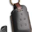 Fits the remote for Cadillac key fob cover perfectly, Compatible with Cadillac ESCALADE XT4 XT5 XT6 CT4 CT5 CT6 ATS 5 Button Key Protector Fob Chain Case Shell/Black (Black)