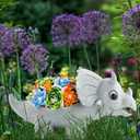 Garden Decor Solar Dinosaur Statues with Succulent and LED Lights for Outside, Outdoor Lawn Decorations Statue for Patio,Balcony,Yard,Unique Housewarming & Birthday Gifts for Women Mom Grandma