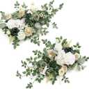 TINGE TIME Free-Standing Artificial Flower Set of 2, Table Centerpiece with Rubber Pad, Silk Fake Flower for Wedding Centerpiece Archway Aisle Welcome Entrance (Champagne&Coral)