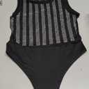 SEBOWEL Women Long Sleeves Mesh See Through Jumpsuit Bodysuit Top Leotard, L
