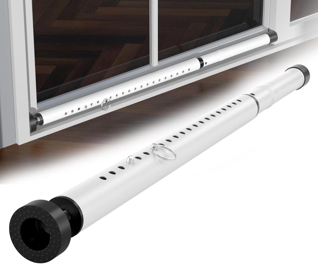 Sliding Door Security Bar17.5-50 inch Adjustable Patio Door Security bar, Heavy Duty Window Security Bars Inside for Sliding Glass Door Home Apartment Bedroom(White)