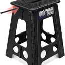 Delxo Folding Step Stool 17.5 Inch Non-Slip Foldable Stools for Kids & Adults Up to 300 LBS Kitchen Collapsible Fold Up Stepping Stool with Dotted 1 Pack Black