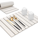 Large Stone Dish Drying Mat for Kitchen Counter, 24"(L)×16"(W), Collapsible Quick Drying Dish Mats, Ultra Absorbent Diatomaceous Earth Mats for Dishes Bottles Cups, Match Any Countertop