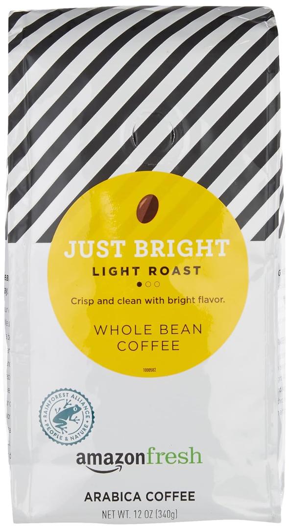Amazon Fresh Just Bright Whole Bean Coffee, Light Roast, 12 Ounce (Pack of 3)
 BB 7/31/26