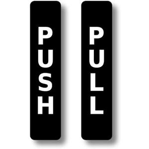 BLACK Push Pull Set Pair of Door Signs for businesses, restaurants, bars, hotels, schools, cafe. Tough 1.6 mm Thickness Material, Durable, Guaranteed not to Tear