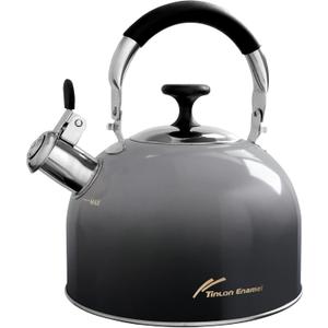 Tea Kettle Stovetop,Stainless Steel Whistling Tea Kettle For Stove Top, 2.5 Qt Tea Pot With Folding Handle, Food Grade Water Teapot Water Kettle For Stove Home Camping Travel,Gradient Black