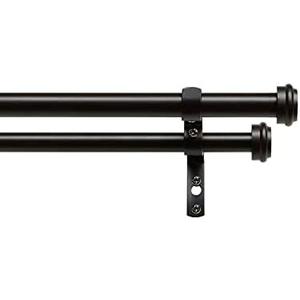 Exclusive Home Curtains ER1025-03 3672 Topper Double Curtain Rod and Finial Set, 36"-72", Matte Bronze