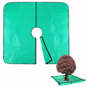 Landscape Pruning Tarp, 78.7X78.7 Landscape Tarp for Trimming with 12 inch Hole, Pruning Trees Waterproof Tarp, with Corner Buckles, can Stand Up Fasten Around Trees and Shrubs