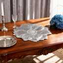 15" Silver Flower Round Placemats Set of 4 PVC Waterproof Heat-Resistant Easy Clean Table Mats 39cm Round Dining Mats