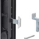 Sliding Screen Door Handle & Latch with Keeper, Fits Doors Thicknesses Ranging from 15/16" to 1-1/8", and mounting Holes 5-1/8" on Center (Black)