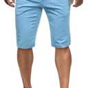 ALLABREVE Mens Chinos Flat Front Golf Short Work Dress Short Summer Beach Shorts Pants, 38, Light Blue