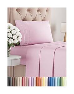 Twin XL Size 3 Piece Sheet Set - Comfy Breathable & Cooling Bed Sheets Set - Hotel Luxury Bedding for Women, Men, Kids, Teens, Boys & Girls - Deep Pockets, Soft, Wrinkle Free - Oeko-Tex - Light Pink