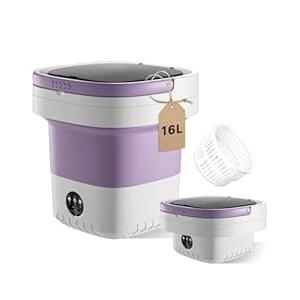 16L Portable Washing Machine, Foldable Small Washer with Spin Basket Laundry Machine, 3 Cleaning Modes Suitable for Underwear Baby Small Clothes, Foldable Design Ideal for Hotel Camping Apartment Home