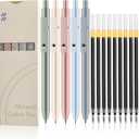 2 x 5 PCS Gel Pens Kit, 0.5 mm Fine Point Premium Retractable Ballpoint, Smooth Writing, Aesthetic, Cute, For Women, With 10 PCS Original Refills