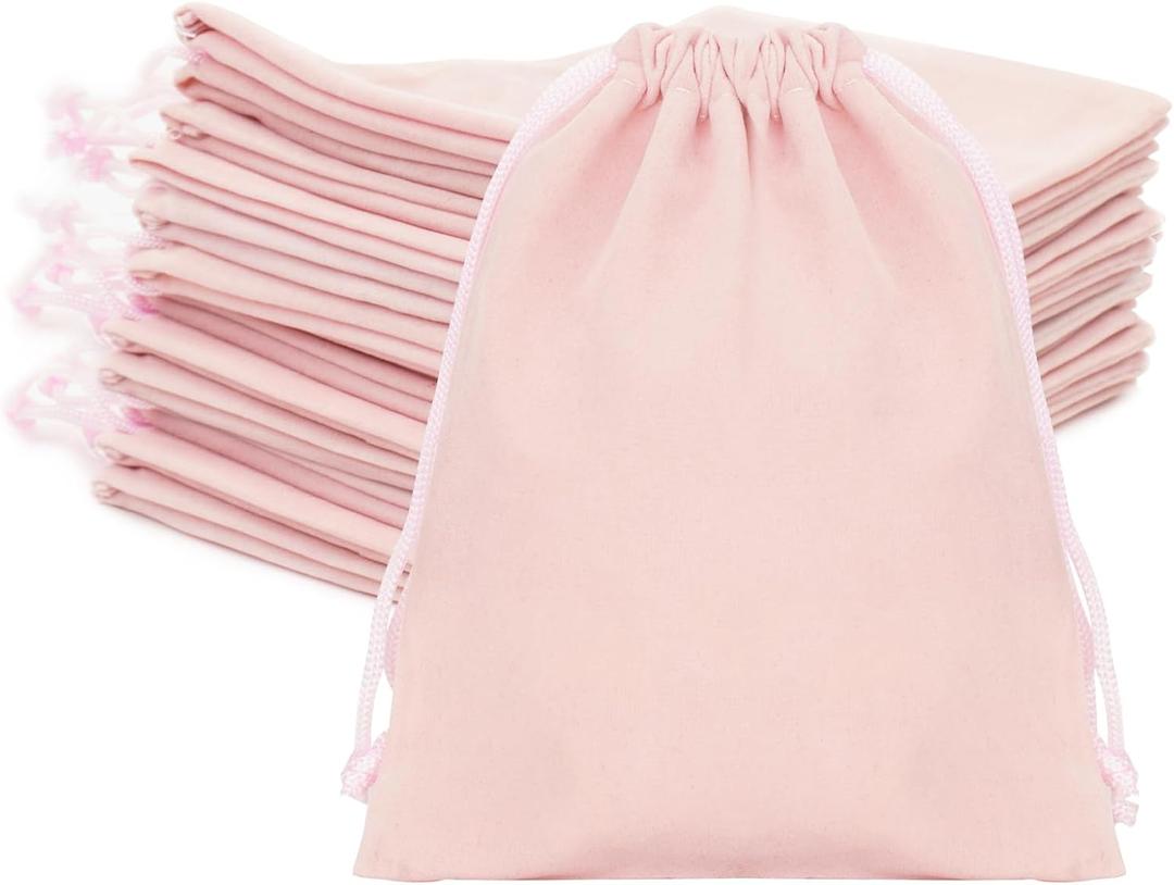 G2PLUS Pink Velvet Jewelry Pouches, 20PCS Small Velvet Gift Bags with Drawstring, Christmas Gift Bags for Wedding Favors, Candy Bag, Party Favors (4.7''x5.9'')