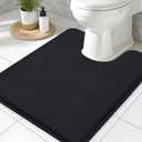 Smiry Memory Foam Toilet Rugs U-Shaped 24x20, Extra Soft Absorbent Non-Slip Contour Bathroom Rugs, Machine Washable Bath Mats for Toilet, Black