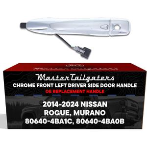 Master Tailgaters Exterior Door Handle Chrome Replacement for Nissan Murano (2015-2024), Rogue (2014-2024) OE Part # 80640-4BA1C, 80640-4BA0B | Front Left Driver Side w/Keyhole