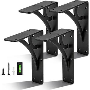 4PCS Heavy Duty Shelf Brackets for 8-10in Shelves - 330LBS Capacity,Metal L Brackets for Wall Mounted Shelving - Decorative & Sturdy Support for Floating Shelves,DIY Projects - Hardware Included