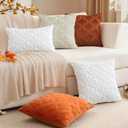 2 x Artscope Maple Leaf Fall Pillow Covers 18 x 18 Set of 2 Decorative Autumn Harvest Holiday Throw Pillow Cases Soft Plush Faux Fur Couch Cushion Case for Farmhouse Sofa Bed Room Home Decor-White