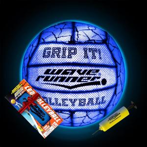 Wave Runner Waterproof Volleyball with Sure-Grip Technology - Perfect for Pool Games, Beach Ball and Indoor Pool for Day & Night Sports (2024 Volleyball LED W PUMP)