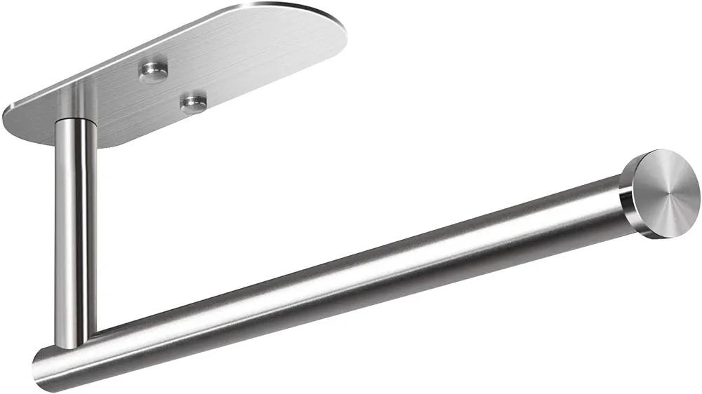 VAEHOLD Adhesive Paper Towel Holder Under Cabinet Mount, Wall Mounted Paper Towel Roll Holder for Kitchen Paper Towel, Stainless Steel, Silvery