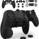 Foamy Lizard Eclipse PS5 EDGE Controller Skin Combo Set | Dock Compatible, Protector Decals, Anti-Slip Soft Gel Silicone Cover, Faceplate Shell & Thumb Grips for PlayStation 5 DualSense EDGE (Black)