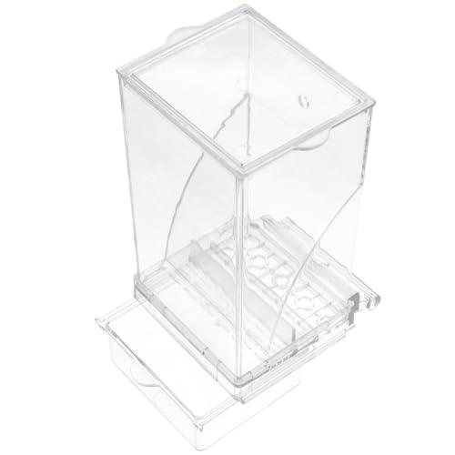 HEMOTON Automatic Bird Feeder for Parrots and Finches Indoor Cage Food Dispenser with Anti-Spill Design Plastic Reusable Bird Food Container