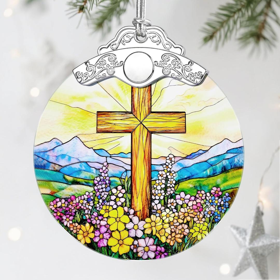 Religious Christmas Ornaments: Christian Cross Ornament, Christmas Tree Decorations, Christian Holiday Decor, Stocking Stuffers, Xmas Gift, Religious Gifts, Christian Gifts for Her & Him