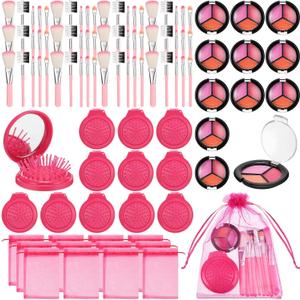 Willinglong 12 Sets Kids Makeup Kit for Girls, Kids Spa Party Supplies for Girls, Sleepover Makeup Cosmetic Set Birthday Party Favors Toddler Girl(Rose Red)