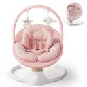 Baby Swings for Infants, FasonBaby Electric Baby Swing with 10 Preset Melodies, 5 Speeds, Remote Control and Bluetooth - Portable Infant Swing for Indoor and Outdoor(Pink)
