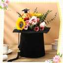 Hoteam Black Graduation Flower Bouquet Grad Centerpiece Graduation Cap Flower Boxes Mini Plush Bear with Grad Hat Floral Arrangements Gift Box Set for Table Ceremony Party Favors Celebration Supplies