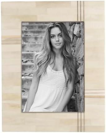 Cruiser’s Cache | White Bone Inlay Photo or Picture Frame | Brass Inlay 5x7, Missing Small Corner Piece