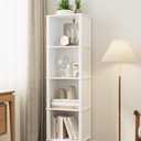 Apetaccat Bookshelf, Modern 4-Tier Bookcase, Open Storage Book Shelf, 11 × 14.2 × 50.4 Inches, Small Narrow Bookshelves for Living Room, Home Office, Bedroom, White