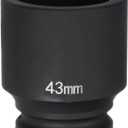 HARFINGTON 6-Point Impact Socket 3/4" Drive 43mm Metric 40Cr Alloy Steel Spindle Axle Nut Impact Socket