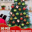 24 Pcs Glitter Christmas Tree Ball Ornaments Red and Green Christmas Tree Decoration 2.36 Inches Elf Lime Green Christmas Hanging Ornaments Plastic Stripe Dot Christmas Decorations for Home Indoor (Multi Color)