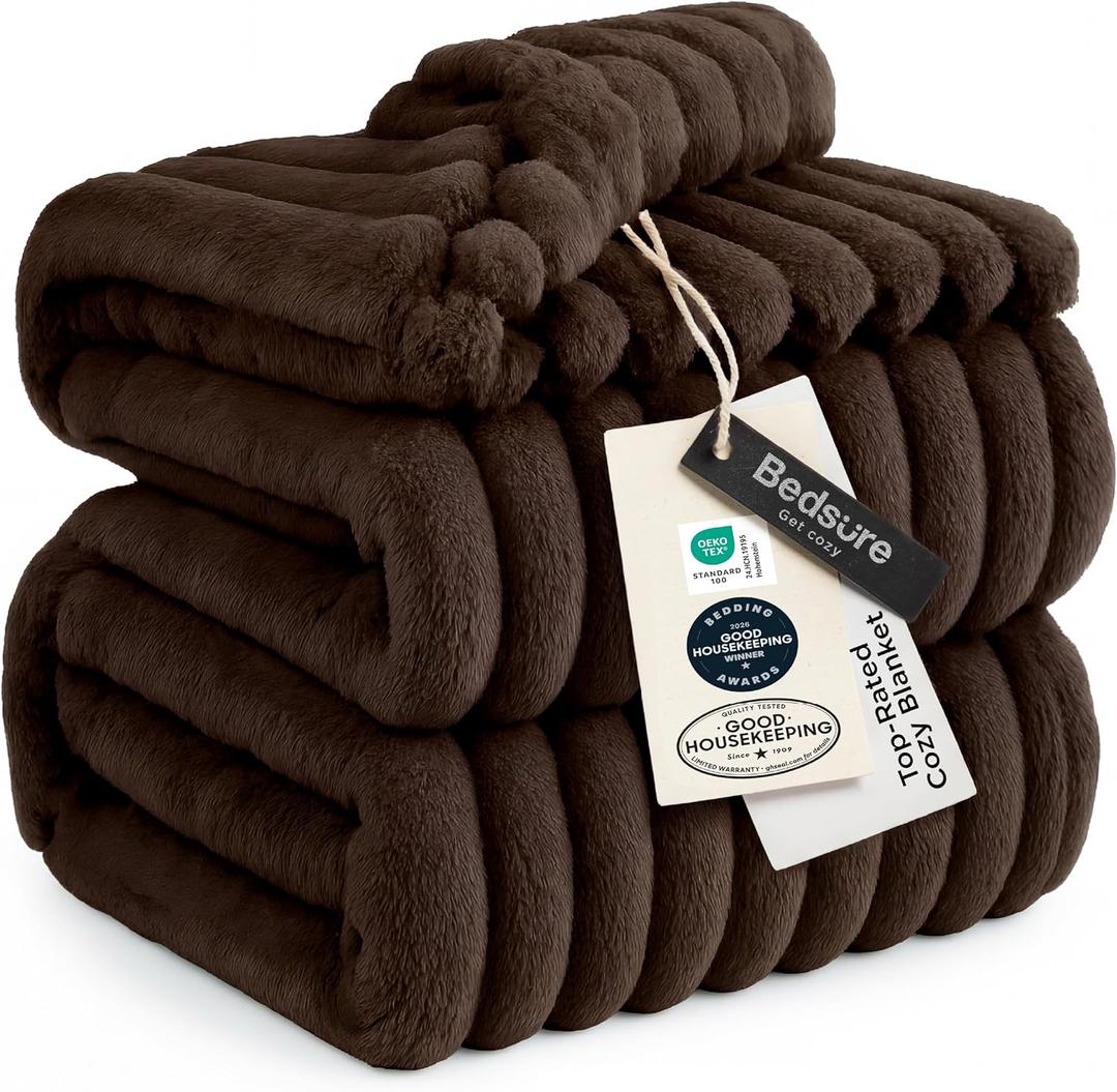 Bedsure GentleSoft Dark Chocolate Fleece Blanket for Couch - Cozy Soft Blankets for Women, Cute Small Throws for Girls, 108x90 Inches