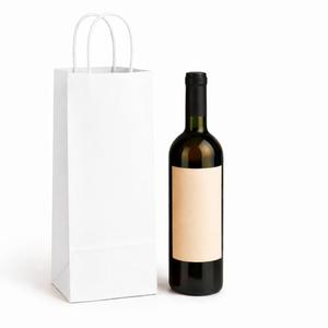 SAM WRAP Kraft Wine Gift Bags with Handles – 50 Pack Brown Paper Wine Bottle Bags, 5.25" x 3.25" x 13" (White Kraft)