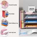 Spacrea Desk Organizers and Accessories, Paper Organizer for Desk with File organizer, Desk Accessories & Workspace Organizers for Office Supplies (Pink)